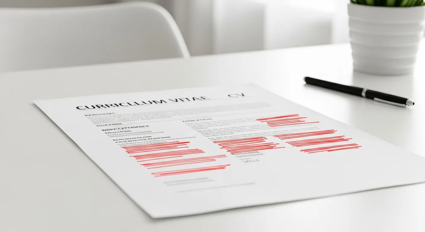 CV avec des erreurs marquées en rouge